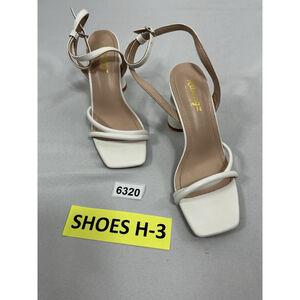 Womans Ribongz Strappy Slipon White Sandals 7 Open Square Toe Block Heel Buckle